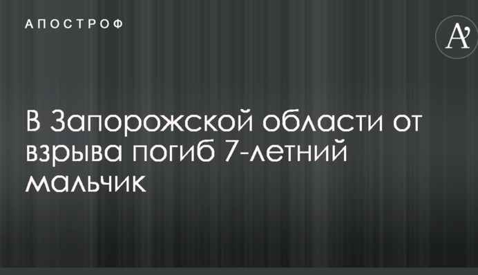 У Запорізькій області від вибуху загинув 7-річний хлопчик