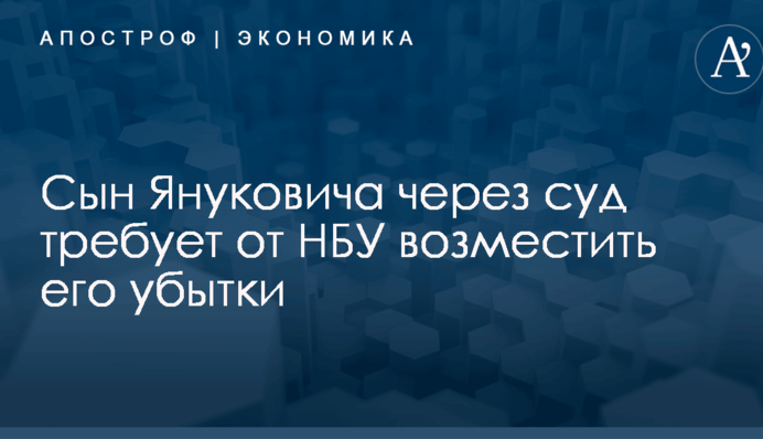 Сын Януковича через суд требует от НБУ возместить его убытки