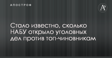 Стало відомо, скільки НАБУ відкрило кримінальних справ проти топ-чиновників