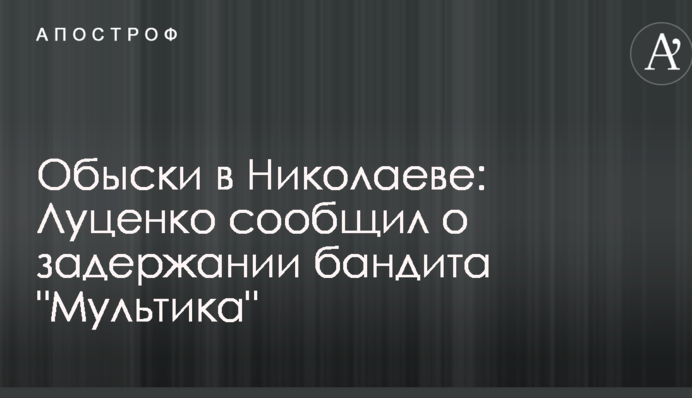 Обшуки в Миколаєві: Луценко повідомив про затримання бандита 