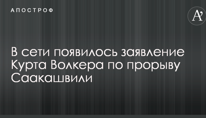 "Прорыв Саакашвили": в сети появилось заявление спецпредставителя США в Украине