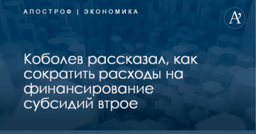 Коболев рассказал, как сократить расходы на финансирование субсидий втрое