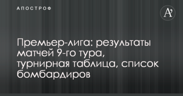 Прем'єр-ліга: результати матчів 9-го туру, турнірна таблиця, список бомбардирів