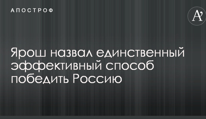Ярош назвал единственный эффективный способ победить Россию