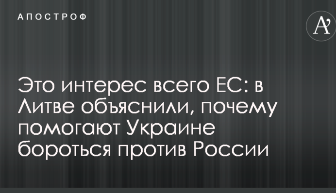 Это интерес всего ЕС: в Литве объяснили, почему помогают Украине бороться против России