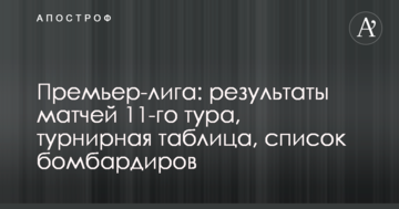 Прем'єр-ліга: результати матчів 11-го туру, турнірна таблиця, список бомбардирів