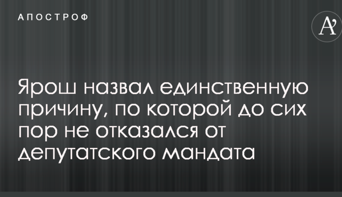Ярош назвал единственную причину, по которой до сих пор не отказался от депутатского мандата