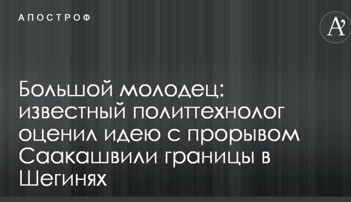 Великий молодець: відомий політтехнолог оцінив ідею з проривом Саакашвілі кордону в Шегинях
