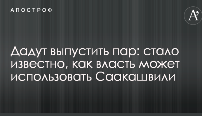Дадут выпустить пар: стало известно, как власть может использовать Саакашвили