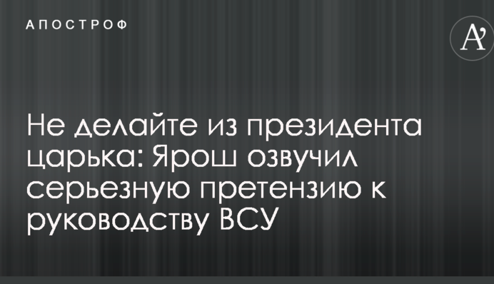 Не делайте из президента царька: Ярош озвучил серьезную претензию к руководству ВСУ