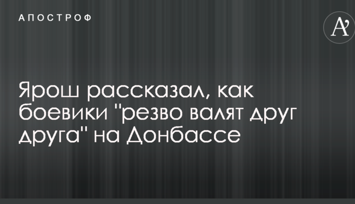 Ярош рассказал, как боевики "резво валят друг друга" на Донбассе
