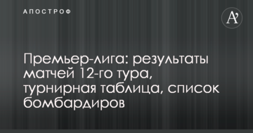Прем'єр-ліга: результати матчів 12-го туру, турнірна таблиця, список бомбардирів