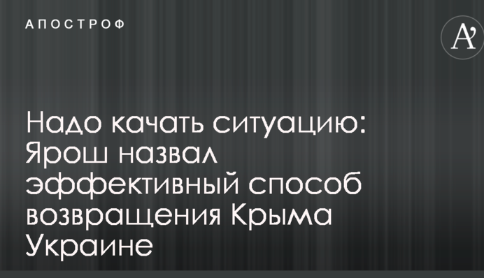 Надо качать ситуацию: Ярош назвал эффективный способ возвращения Крыма Украине