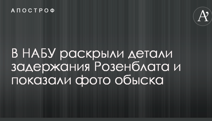 Пытался вывезти информацию: в НАБУ раскрыли детали задержания Розенблата и показали фото обыска