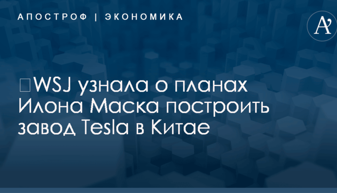 ​WSJ узнала о планах Илона Маска построить завод Tesla в Китае