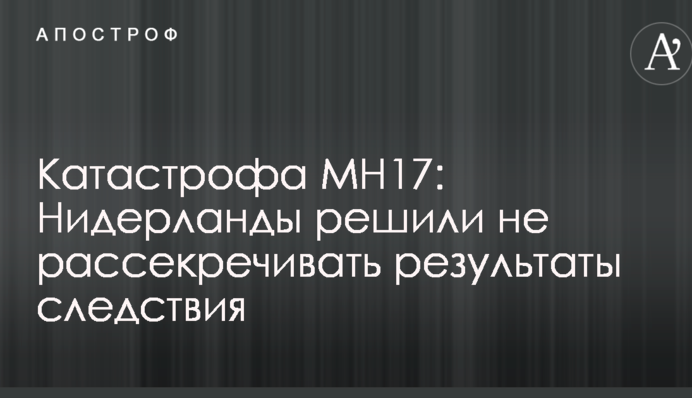 Катастрофа МН17: Нідерланди вирішили не розсекречувати результати слідства