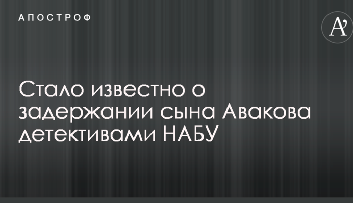 Стало відомо про затримання сина Авакова детективами НАБУ
