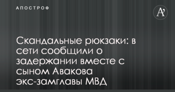 Скандальні рюкзаки: в мережі повідомили про затримання разом з сином Авакова екс-заступника голови МВС