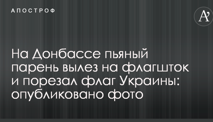 На Донбасі п'яний хлопець виліз на флагшток і порізав прапор України: опубліковано фото