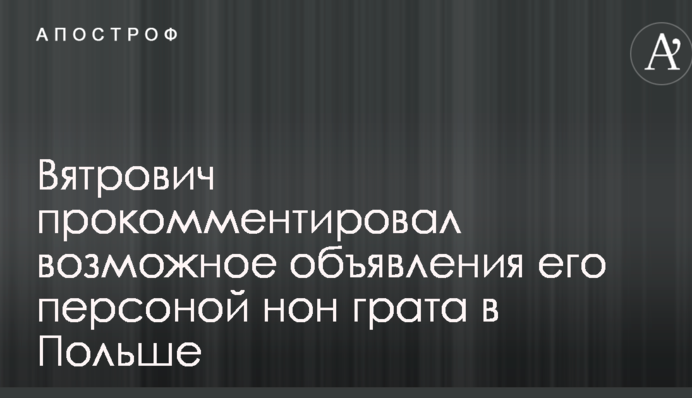 Отношения могут зайти в тупик: Вятрович рассказал о последствиях объявления его персоной нон грата в Польше