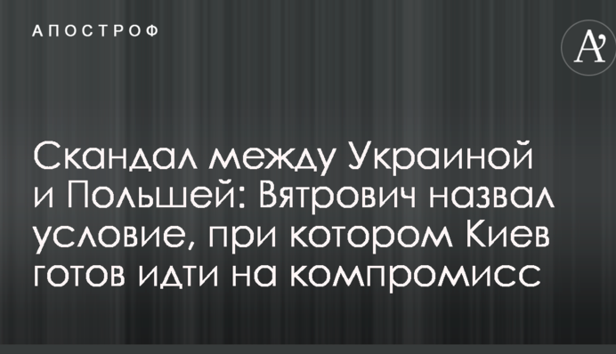 Скандал между Украиной и Польшей: Вятрович назвал условие, при котором Киев готов идти на компромисс