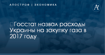 ​Госстат назвал расходы Украины на закупку газа в 2017 году
