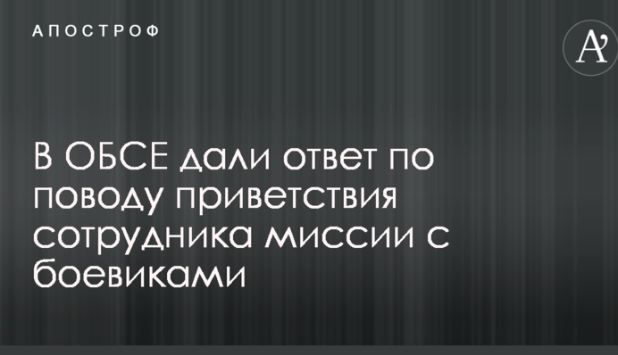 В ОБСЕ дали ответ по поводу приветствия сотрудника миссии с боевиками