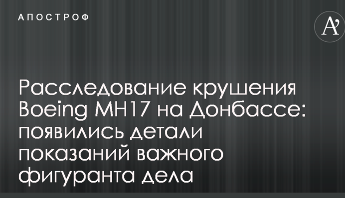 Расследование крушения Boeing MH17 на Донбассе: появились детали показаний важного фигуранта дела