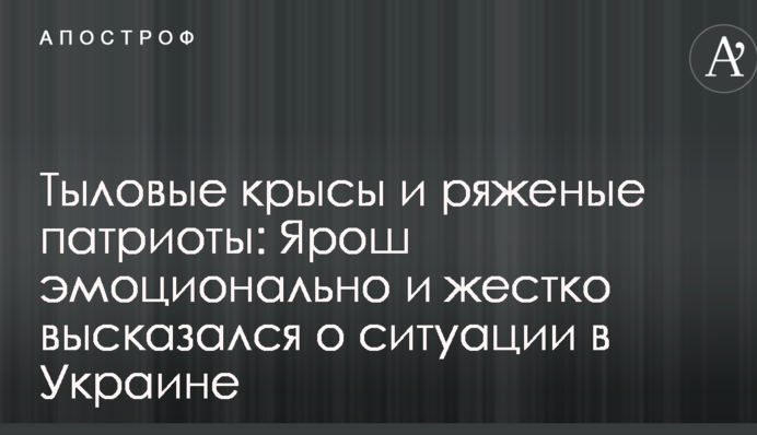 Тыловые крысы и ряженые патриоты: Ярош эмоционально и жестко высказался о ситуации в Украине