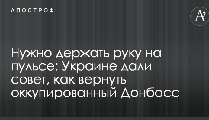 Нужно держать руку на пульсе: Украине дали совет, как вернуть оккупированный Донбасс