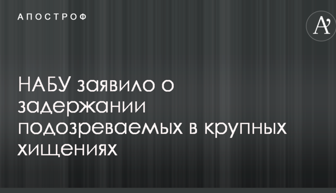 НАБУ заявило о задержании подозреваемых в крупных хищениях