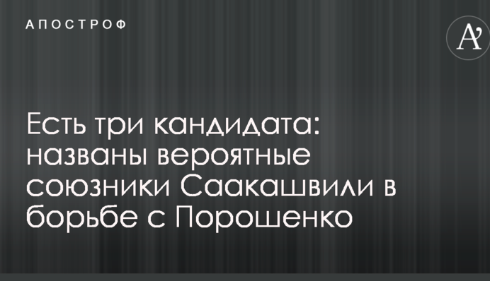 Есть три кандидата: названы вероятные союзники Саакашвили в борьбе с Порошенко