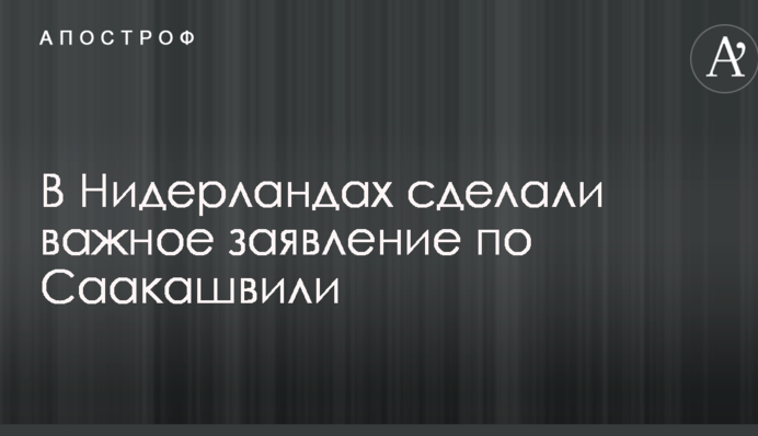 У Нідерландах зробили важливу заяву по Саакашвілі