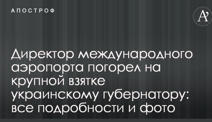 Директор международного аэропорта погорел на крупной взятке украинскому губернатору: все подробности и фото
