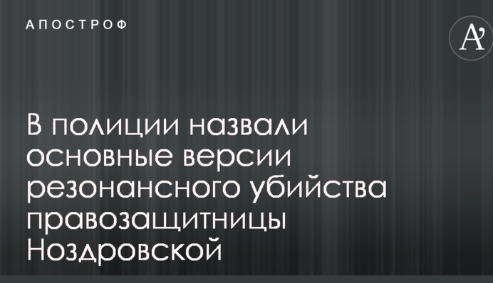 В полиции назвали основные версии резонансного убийства правозащитницы Ноздровской