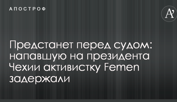 Постане перед судом: активістку Femen, що напала на президента Чехії, затримали