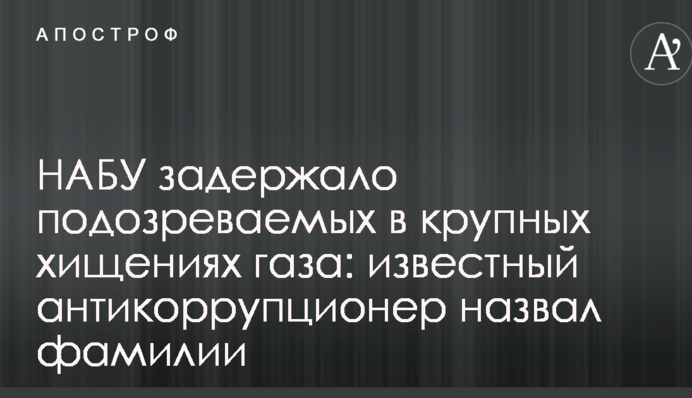 НАБУ затримало підозрюваних у великих розкраданнях газу: відомий антикорупціонер назвав прізвища