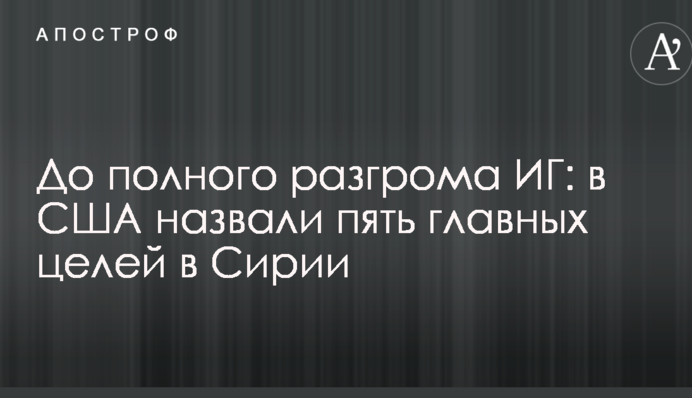 До полного разгрома ИГ: в США назвали пять главных целей в Сирии