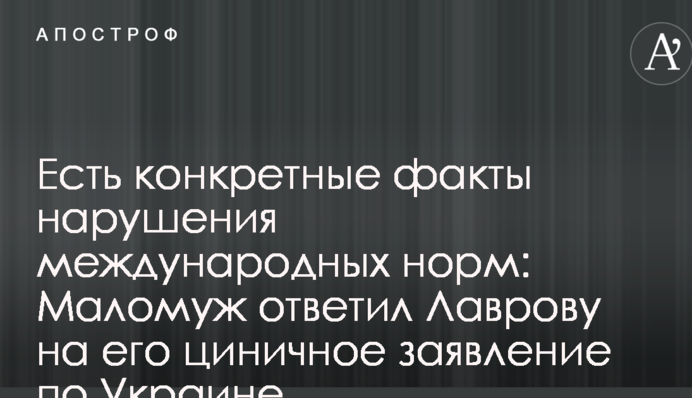 Є конкретні факти порушення міжнародних норм: Маломуж відповів Лаврову на його цинічну заяву по Україні