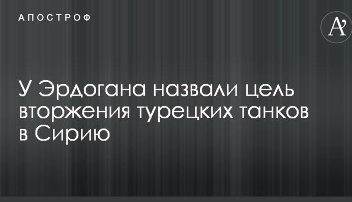 У Эрдогана назвали цель вторжения турецких танков в Сирию