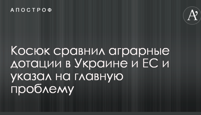 Косюк сравнил аграрные дотации в Украине и ЕС и указал на главную проблему