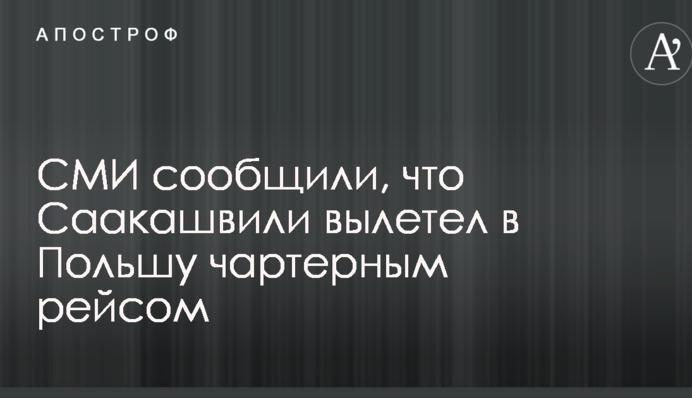 СМИ сообщили, что Саакашвили вылетел в Польшу чартерным рейсом