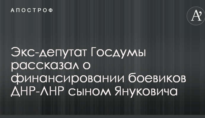 Экс-депутат Госдумы рассказал о финансировании боевиков ДНР-ЛНР сыном Януковича