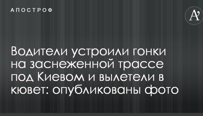 Водители устроили гонки на заснеженной трассе под Киевом и вылетели в кювет: опубликованы фото