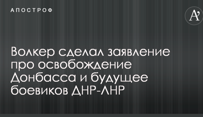 Волкер сделал заявление про освобождение Донбасса и будущее боевиков ДНР-ЛНР