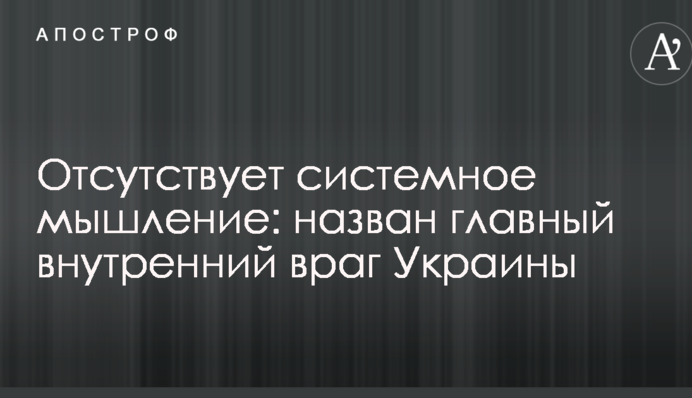 Отсутствует системное мышление: назван главный внутренний враг Украины