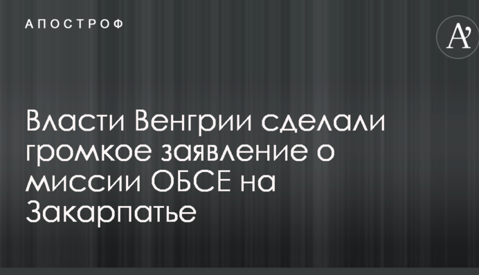 Власти Венгрии сделали громкое заявление о миссии ОБСЕ на Закарпатье
