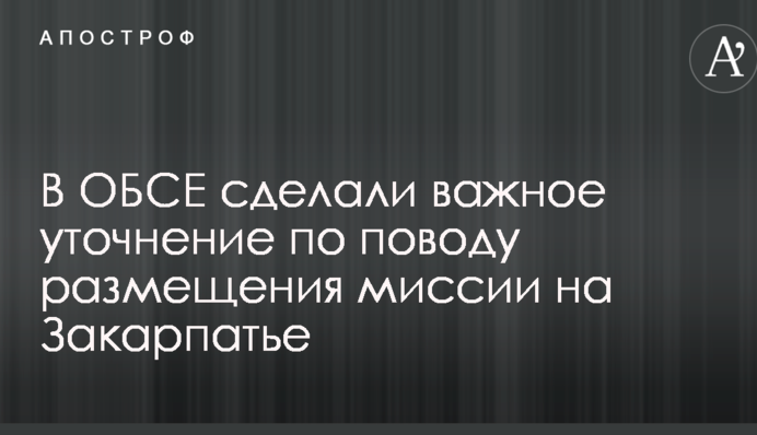 В ОБСЕ сделали важное уточнение по поводу размещения миссии на Закарпатье