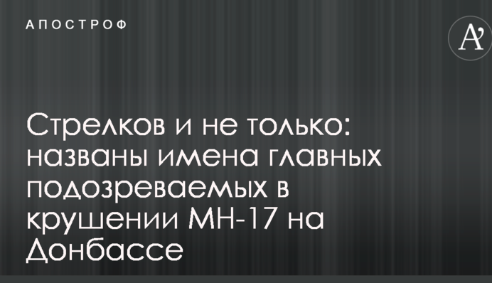 Стрелков и не только: названы имена главных подозреваемых в крушении МН-17 на Донбассе