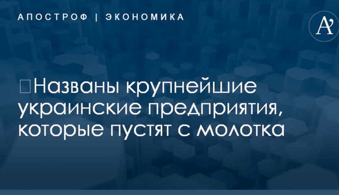 ​Названы крупнейшие украинские предприятия, которые пустят с молотка